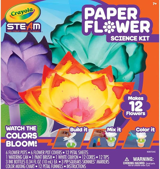 Crayola Paper Flower Science Kit, Color Changing Flowers, Gift for Kids Ages 7, 8, 9, 10