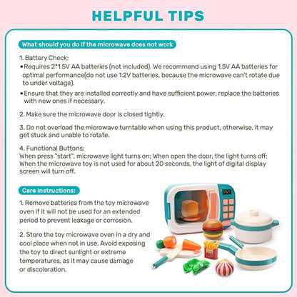 CUTE STONE Microwave Toys Kitchen Play Set, Kids Pretend Play Electronic Oven with Play Food, Kids Cookware Pot and Pan Toy Set, Cooking Utensils,Great Learning Kitchen Toys for Girls Boys