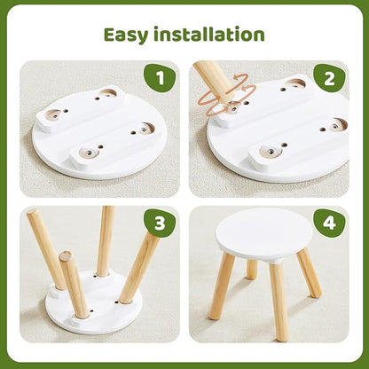 Beright Wooden Step Stool for Kids, 9 Inch Round Kids Chair fit with Sensory Table, Sturdy Sitting Stool with Assembled Four-Legged for Children Toddler, 2 Pack