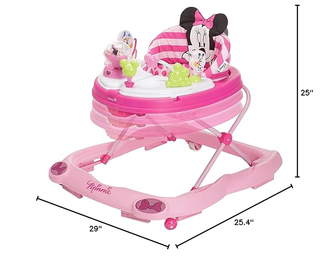 Disney Baby Minnie Mouse Baby Walkers and Activity Center, Pink Glitter Music and Lights Walker