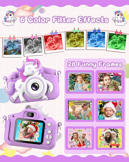 Kids Camera for 3-8 Years Old Toddlers Childrens Boys Girls Selfie Camera 20.0 MP HD 1080P IPS Screen Dual Digital Toy Camera for Kids Christmas Birthday Gifts