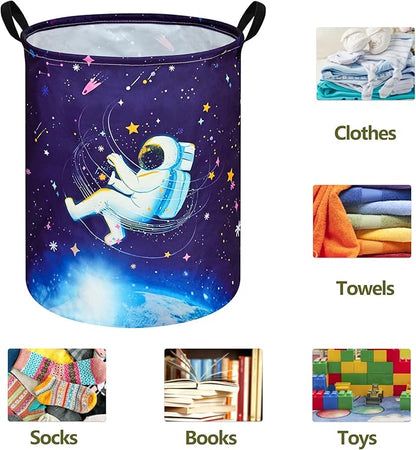 19.7 Inch Round Laundry Clothes Hamper Laundry Basket with Handles,Storage Organizer Bins Laundry Gift Basket for Room, Bedroom Decor