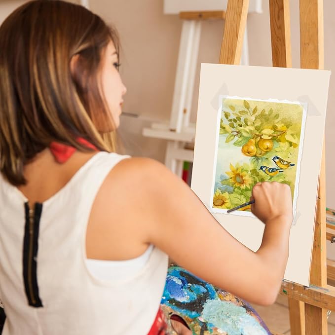 25 Sheets Watercolor Paper, 300 GSM Deckled Edge Paper 6 x 8 inch Rough/Textured Handmade Paper Cotton Paper White Textured Paper for Watercolors, Wedding Invitations, Cards, Crafts