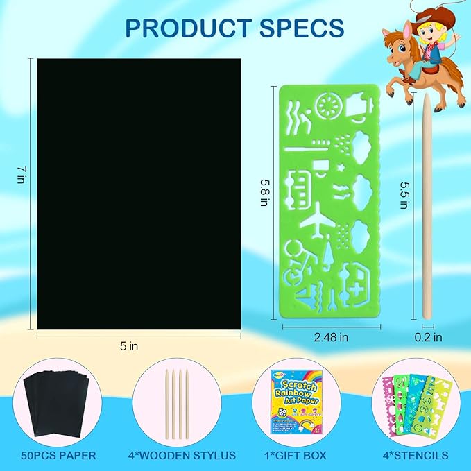 RMJOY Rainbow Scratch Off Paper for Kids: Easter Crafts Gifts for Kids 60pcs Magic Arts Supplies for Age 3-12 Teen Toys Games for Valentines Birthday Christmas Basket Stuffers |Party Favors(Boys)