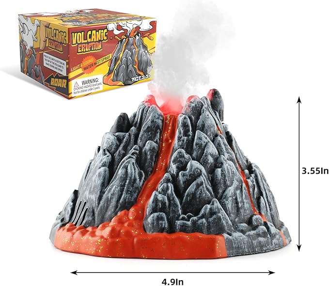 DINOBROS Volcano Toy for Kids 3-5, Mist-spouting Volcano Model with Dinosaur Sounds, Simulated Volcano Gifts for Boys and Girls