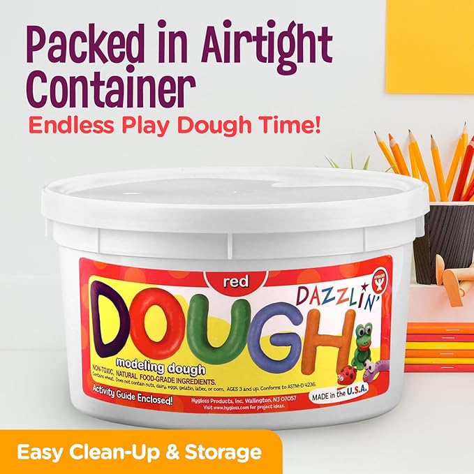 Hygloss Play Modeling Dough - Red Dough Scented - Safe & Non-Toxic for Kids Arts & Crafts - Party Favors - Classroom Supplies - 1lb
