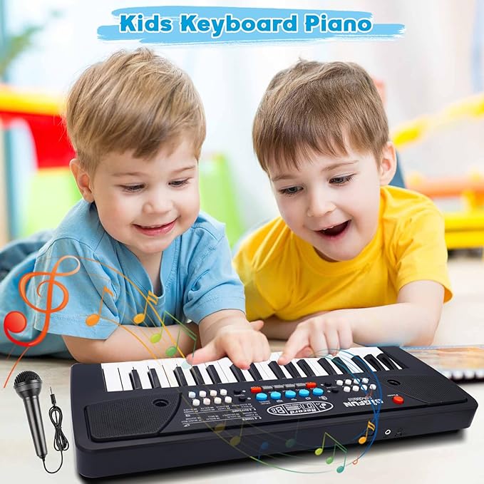 Kids Piano Keyboard, 37 Key Portable Electronic Piano for Kids Ages 3-6, Keyboard with Microphone Musical Toy Birthday Educational Xmas Gift Toys for 3 4 5 6 Year Old Boys Girls