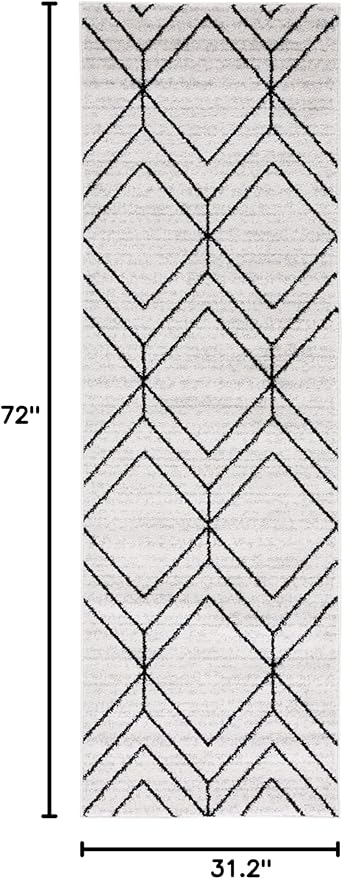 SAFAVIEH Adirondack Collection Runner Rug - 2'6" x 6', Light Grey & Black, Modern Geometric Design, Non-Shedding & Easy Care, Ideal for High Traffic Areas in Living Room, Bedroom (ADR241F)