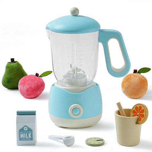 ROBOTIME Pretend Play Kitchen Appliances Toy, Junior Blender Toy with Realistic Light and Sounds, Play Kitchen Accessories Set for Kids Ages 3+, Pretend Kitchen Toys for Boys and Girls