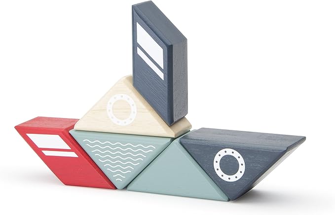 6 Piece Tegu Travel Pal Magnetic Wooden Block Set, Tugboat