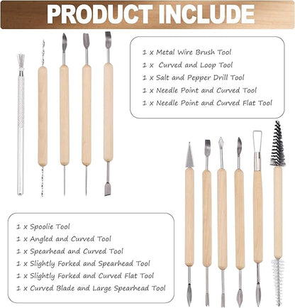 LINPHCEY 11-Piece Clay Sculpting Tools Set Perfect for Polymer Air Dry Modeling Clay Beginners & Professionals Ideal for DIY Pottery & Ceramics Tools for Clay Sculpey Sculpting & Crafting