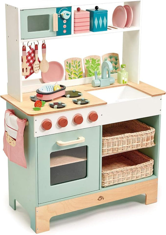 Tender Leaf Toys - Mini Chef Kitchen Range- Wooden Pretend Play Kitchen Set Develops Social, Creative and Imaginative Skills, Gender-Neutral - Age 3+