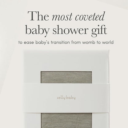 Solly Baby Wrap, Buttery-Soft Baby Carrier Newborn to Toddler 8-25 Lbs., Lightweight & Hands-Free Breathable Summer Carrier, Baby Wearing & Postpartum Essential, New Mom Gift, Natural + Grey Stripe