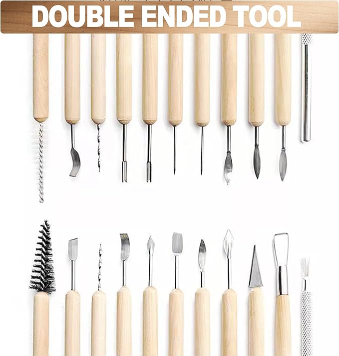 LINPHCEY 11-Piece Clay Sculpting Tools Set Perfect for Polymer Air Dry Modeling Clay Beginners & Professionals Ideal for DIY Pottery & Ceramics Tools for Clay Sculpey Sculpting & Crafting