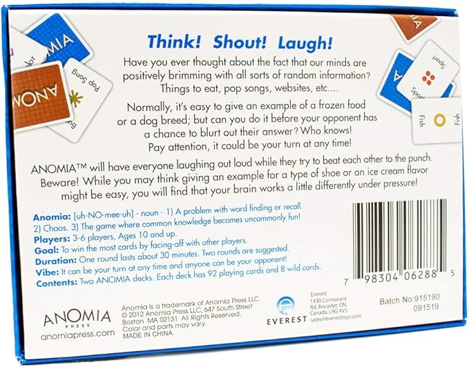 Anomia Card Game - Best Game for Adults, Kids, Couples, Teens, and Family Game Nights - Over 2 Million Copies Sold! - Easy to Learn and Play