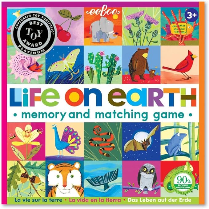 eeBoo: Life on Earth, Memory & Matching Game, Developmental and Educational, 24 Pairs to Match, Single or Multiplayer Function, for Ages 3 and up