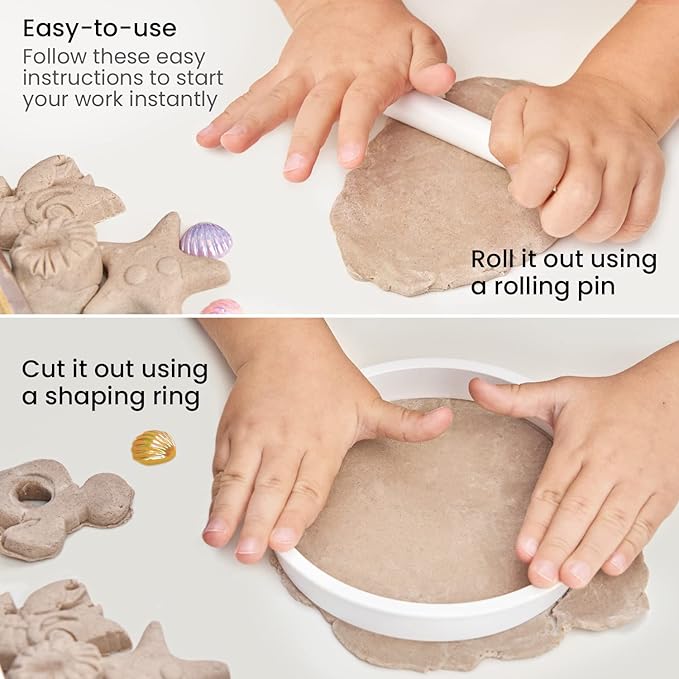 Arteza Kids Air-Dry Modeling Clay Kit, 2 x 0.8-oz Packs, Handprint and Baby Footprint Kit, Paw Print Keepsake, with Sandy Clay Tools and Accessories for Kids’ Crafts and Sensory Play