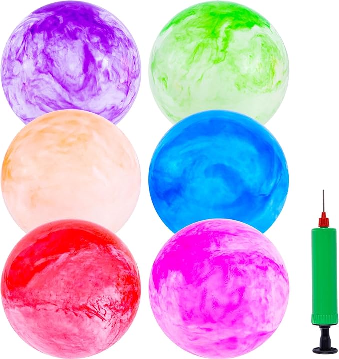 3 otters 6PCS Playground Balls, 8.5 Inche Inflatable Bouncy Balls with Pump, Kickball DodgeBalls, for Kids Indoor Outdoor Plays, Sports