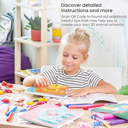 Arteza Kids String Art Kit, Set of 5 Animal Designs, Plastic Pushpins, Art Supplies for Kids Craft Projects and Free Time Activities