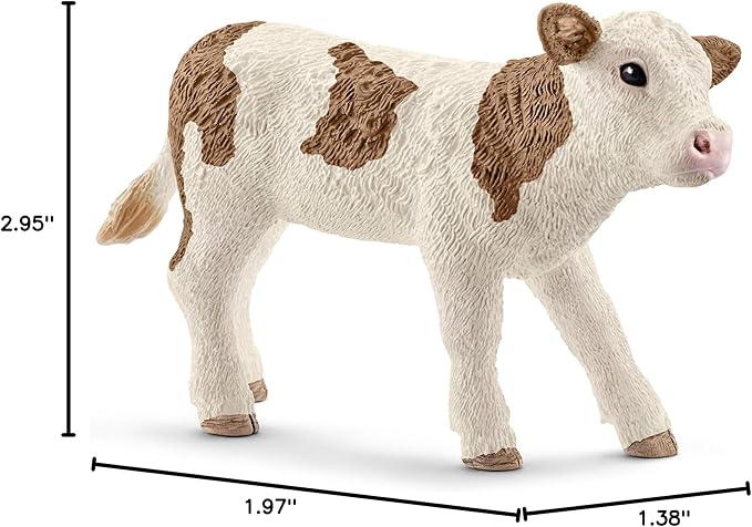 Schleich Farm World, Farm Animal Toys for Boys and Girls 3 and Above, Simmental Calf Toy Cow, Ages 3+, Multicolor, 2 inch