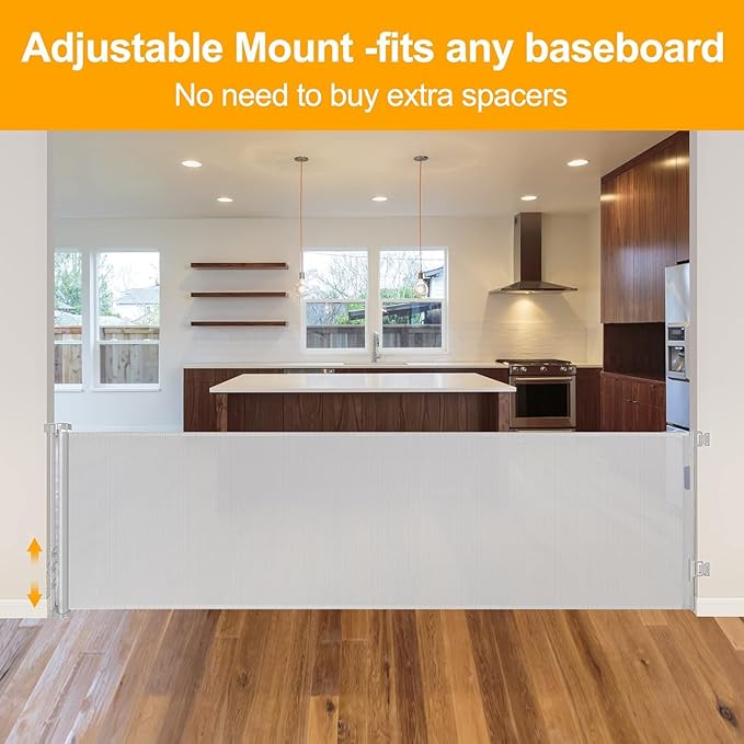 140 Inch Extra Long Baby Gate Dog Gates for The House Extra Wide Retractable Baby Gates Outdoor Extra Large Dog Gate Extra Long Baby Gates Indoor Extra Long Child Gates for Wide Openings (Light Gray)