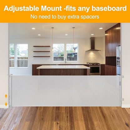 140 Inch Extra Long Baby Gate Dog Gates for The House Extra Wide Retractable Baby Gates Outdoor Extra Large Dog Gate Extra Long Baby Gates Indoor Extra Long Child Gates for Wide Openings (Light Gray)