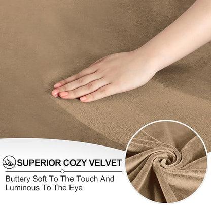 FestiCorp Recliner Chair Covers Real Velvet 4-Pieces Recliner Covers for Small Lazy Boy Recliner Chair Stretch Recliner Sofa Slipcovers Furniture Protector with Side Pocket & Elastic Bottom, Camel