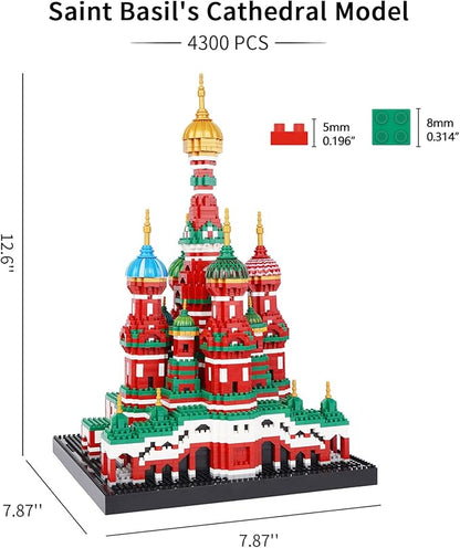 Building Block Set, Saint Basil's Cathedral Architecture Model Micro Mini Blocks, Educational Mini Blocks, 4300 PCS