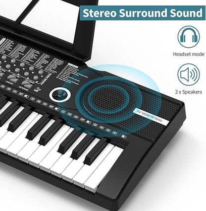 61 keys keyboard piano, Electronic Digital Piano with Built-In Speaker Microphone, Sheet Stand and Power Supply, Portable piano Keyboard Gift Teaching for Beginners