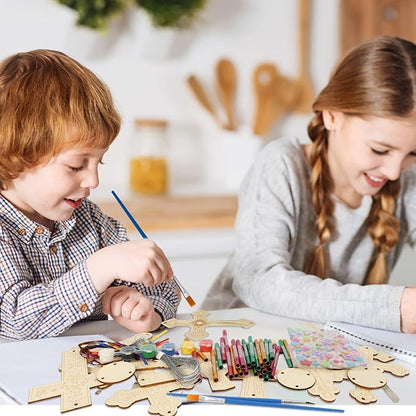 Fennoral 9 Pack Cross Wind Chime Kit for Kids Make You Own Easter Cross Wind Chimes DIY Wooden Crafts to Paint for Art Activities Easter Decoration Birthday Gift