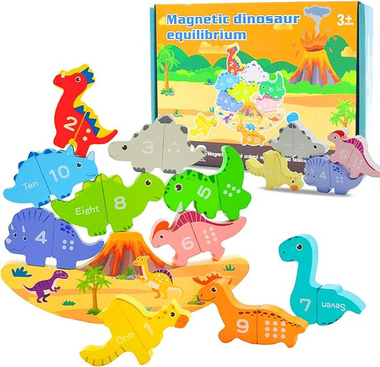 SidMing Montessori Toys - Magnetic Stacking Toys for Toddler 3+ - for Boys and Girls Wooden Animal Blocks Sorting Toys and Stacking Educational Toddler Puzzle Toys.