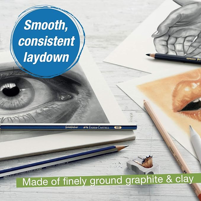 Faber-Castell Creative Studio Graphite Art Pencil School Pack - 144 Graphite Pencils - 24 Pencil Sharpeners - 24 Pencil Eraser