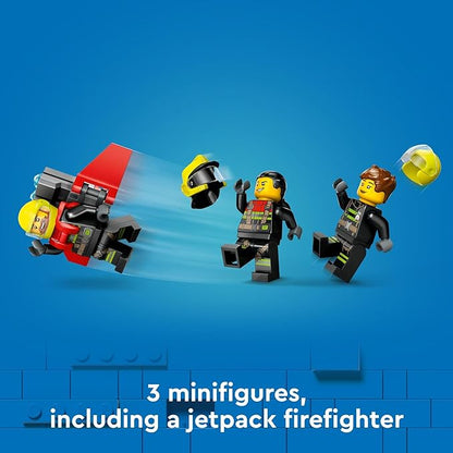 LEGO City Fire Rescue Plane Toy for Kids and Fans of Firefighter Toys, Fun Birthday Gift Idea for Boys and Girls Ages 6+ who Love Airplane Toys and Imaginative Play, Includes 3 Minifigures, 60413