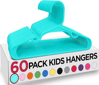 Utopia Home 60 Pack Kids Hangers - 11.5 Inch Plastic Baby Hangers for Closet - Childrens Hanger for Clothes & Infant Hanger for Closet - Ideal for Everyday Standard Use (Teal)