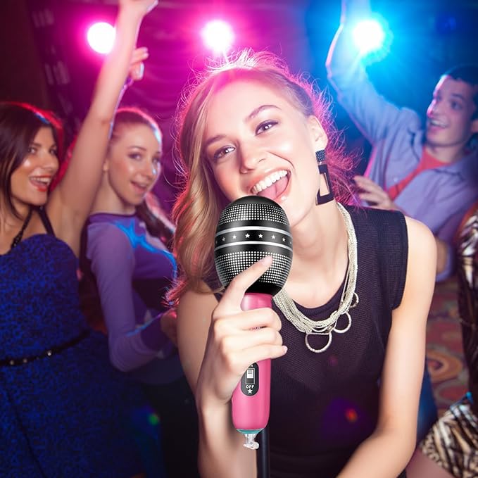 Zhanmai Inflatable Microphones for Kpop Birthday Party Blow up Fake Microphone Prop Toy for Rock Star Musical Singer Concert Karaoke 80s 90s Movie Party Supplies(12 Pieces,Vibrant Color)