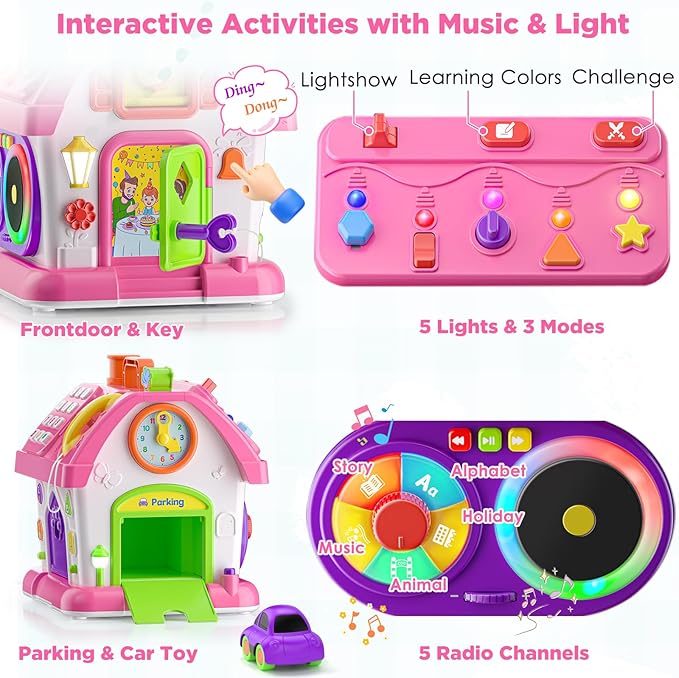 Vahome Musical Montessori Toys for 1 Year Old Girl Gifts, First Birthday Gifts for 1 Year Old Girl, Educational Baby Toy 12-18 Month Toddlers Ages 1-2 (Pink)