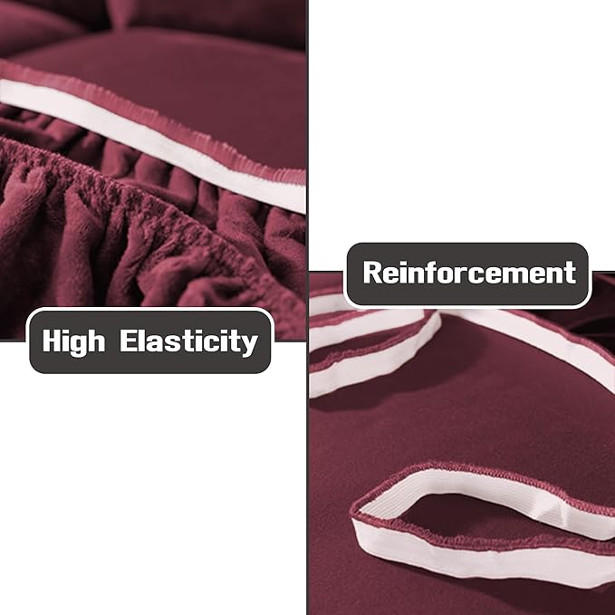 NORTHERN BROTHERS Stretchy Recliner Chair Covers, Velvet Recliner Covers, Lazy Boy Chair Cover (Wine Red, 1 Seat)