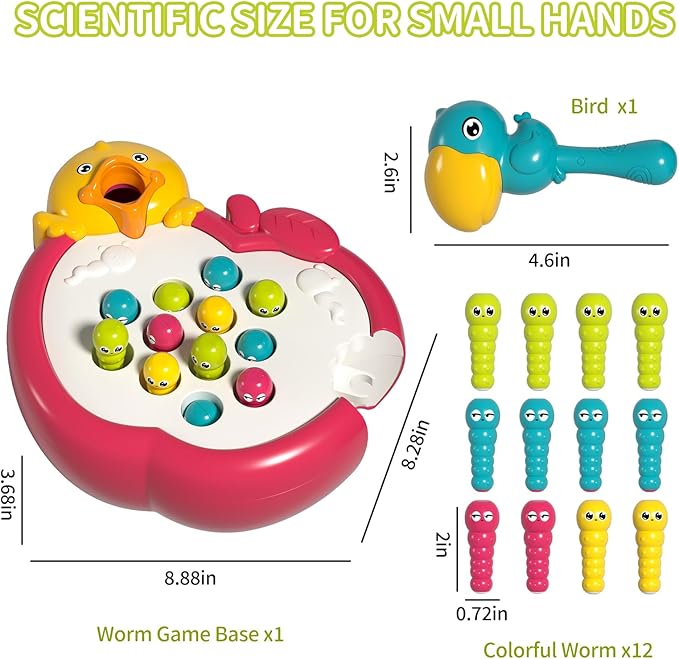 Magnetic Bird Feeding Game Woodpecker Worm Toy Montessori Fine Motor Skills Toddler Toy Age 2-4 Sensory Toys for Toddlers 3-5 Educational Learning Toys 2 Year Old Boy and Girl Gifts