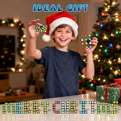 Magnetic Fidget Spinner Mini-13 Blocks, Glow Magnet Cube & Transformable Fidget Spinner & Infinity Cube & 2x2x2 Cube-4 in 1 Toy, STEM Magnetic Tiles Stress Relief Sensory Gift for Kid Boy Girl Adult