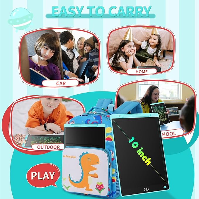[2 Pieces] 10 Inch LCD Colorful Writing Graphic Tablet, Erasable Drawing Board, Kids Gift, Graphic Board for Games for 3 4 5 6 7 Years (Blue & Red)