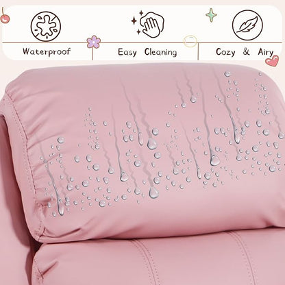 Macaron Kids Reclining Chair Recliner Dual Storage Armrest Leather Sofa Toddler Youth Children Child Ages 2-8