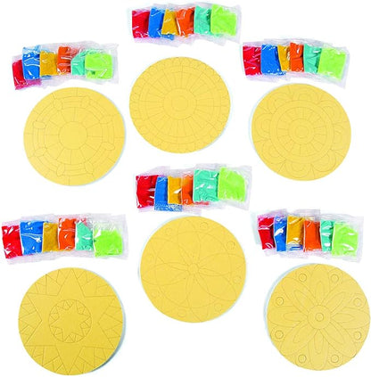 Fun Express Mandala Sand Art Kits for Kids, Makes 24-5" in Diameter - DIY Craft Sand Painting Kit Includes Includes 1 Bag of Yellow, Orange, Blue, red, Green and Aqua Sand