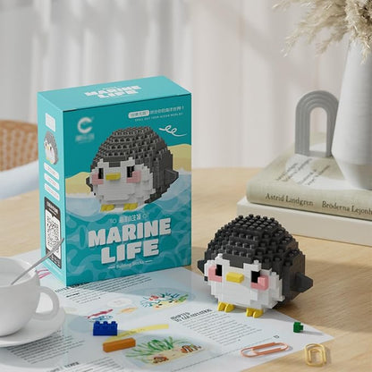 Marine Animals Building Blocks Sets Mini Building Blocks Ocean Animal Sea Creatures Building Blocks Set Mini Building Blocks Toys STEM Gifts for Kids Adult(Penguins)