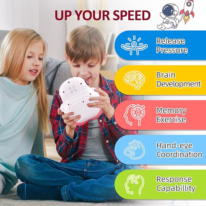 Blackma Fast Push Light Up Fidget Toys for Kids, Handheld Puzzle Game Sensory Toys, Christmas Toys Gifts for 3-12 Year Old Boys Girls (Pink-Astronaut)