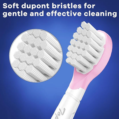 Toptheway Kids Toothbrush Heads for Philips Sonicare: Soft Electric Replacement Brush Compatible with Phillips 6032/94 6321 6340 6042 6320 6330 Compact Head for Child 3-7, Pink Girl Green Boy 8 Pack