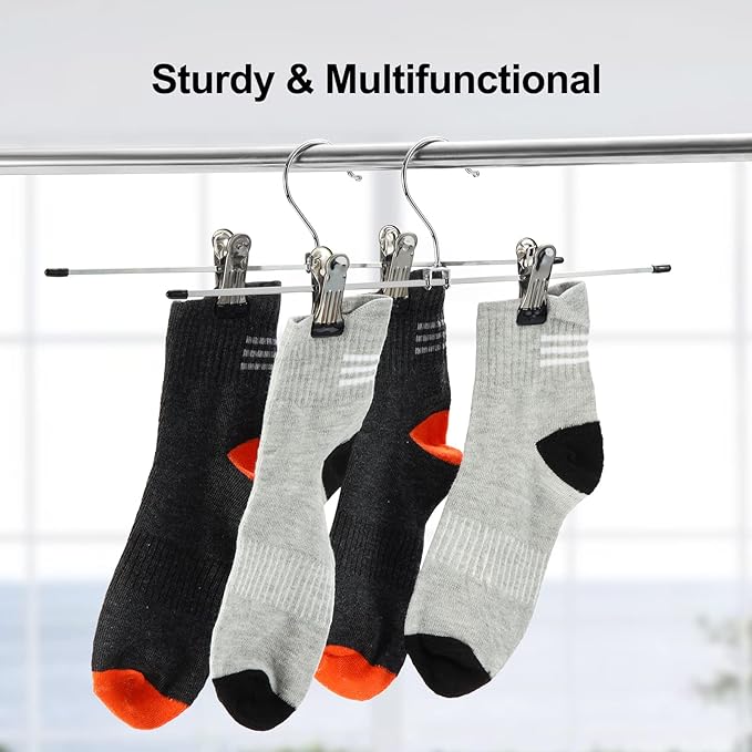 Pants Hangers,Skirt Hangers with Adjustable Non-Slip Clips Pants Hangers,Space Saving Metal Hangers for Coat Garment Jeans,Hangers for Kids Adults (20 Pack)