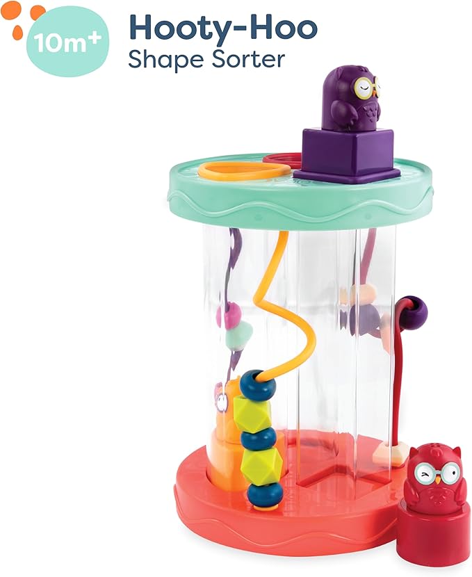 B. toys- B. baby – Baby Shape Sorter – Sorting Toy with 3 Owls – Colorful Shapes, Bead Maze & Fun Sounds – Developmental & Educational Game for Babies & Toddlers –Hooty-Hoo - 10 Months +