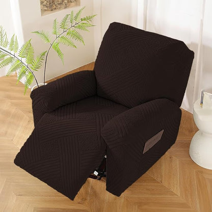 NORTHERN BROTHERS Recliner Chair Covers - Lazy Boy Recliner Covers That Stay in Place, 4 Pieces Reclining Chair Cover Recliner Slipcovers 1 Seater, Dark Brown