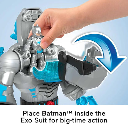 Fisher-Price Imaginext DC Super Friends Batman Toy Insider & Exo Suit 12-Inch Robot with Lights Sounds & Figure for Ages 3+ Years, Defender Grey