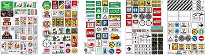 LEGO Signs and Decals Accessories (xtra) 17 total Pieces with 5 Decal Sheets